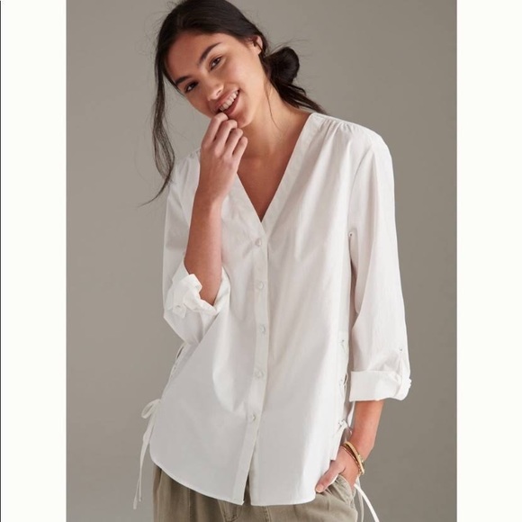Anthropologie Tops - Anthropologie x Mare Mare Henriette Lace Up Tunic Button down Shirt Blouse